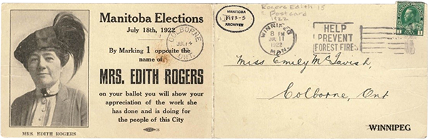 Edith Roger's election postcard front